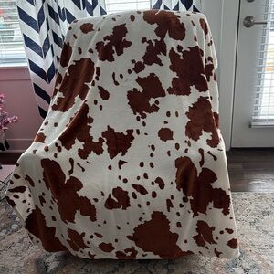 Brown and White Cow Print Blanket